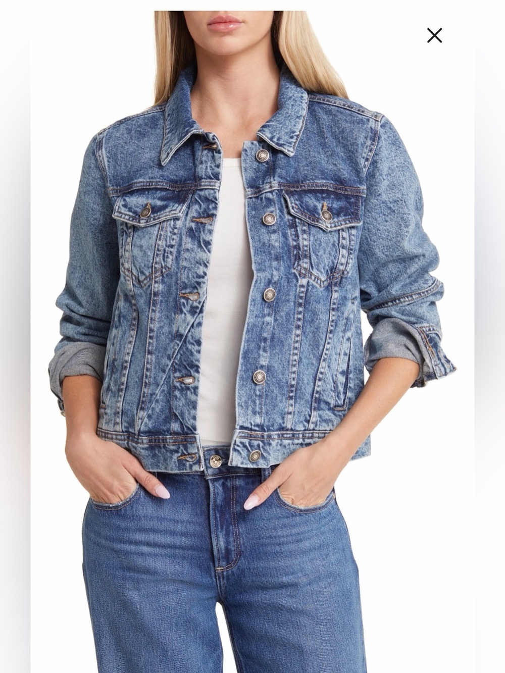 We The Free Denim Jacket | Free People Classic Blue Jean Jacket | Medium